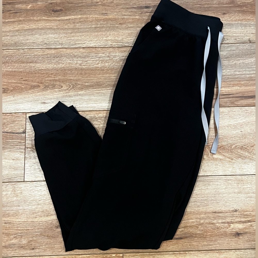 Figs Black Jogger Pants with White Drawstrings